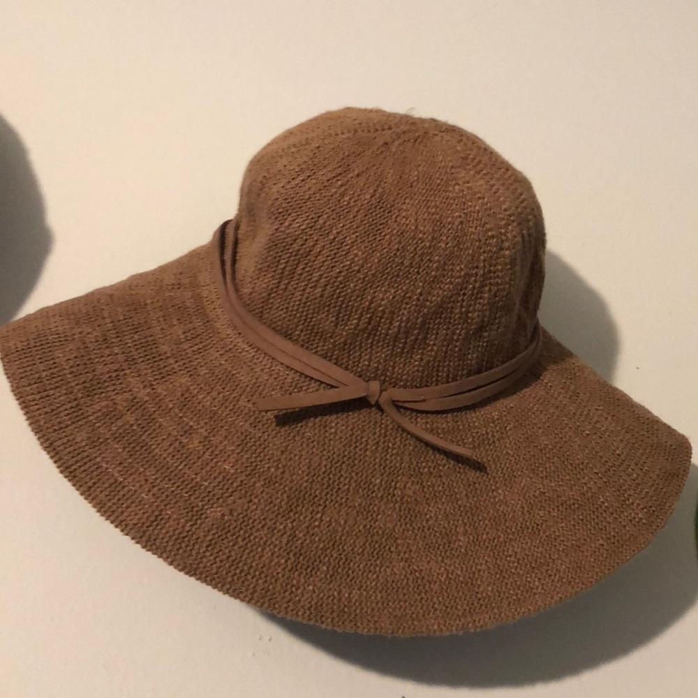 Brown wide brim sun hat